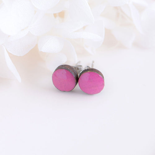 STUD EARRINGS - HOT PINK