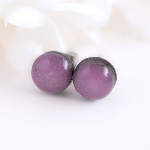 STUD EARRINGS - METALLIC PURPLE